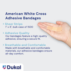 American White Cross tira transparente aplicada muestra apariencia natural en piel
