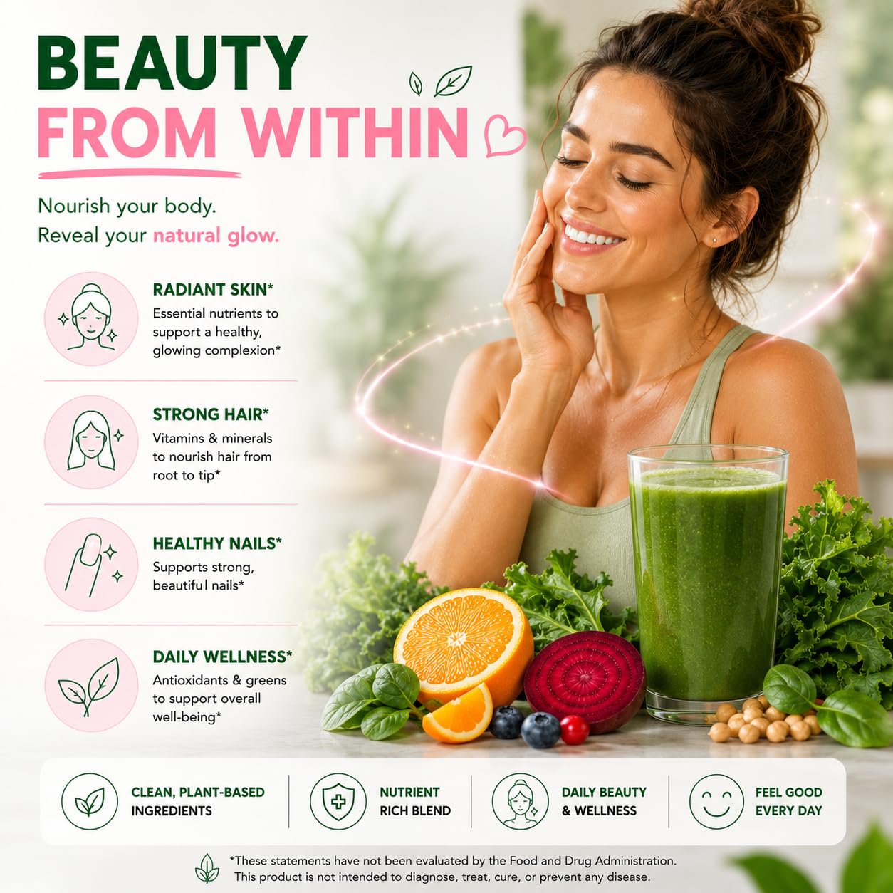 ami fitness producto en mesa con frutas y batido en entorno cotidiano saludable