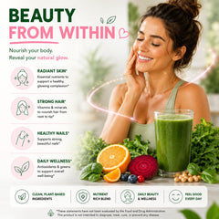 ami fitness producto en mesa con frutas y batido en entorno cotidiano saludable