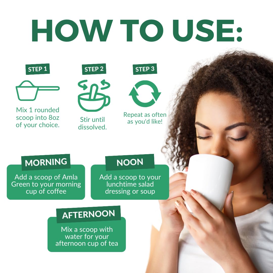batido verde con Amla Green listo para consumo matutino