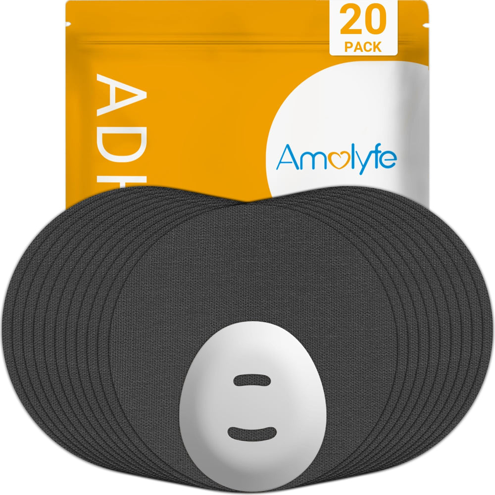 Amolyfe vista frontal del envase mostrando 20 parches para protección del sensor