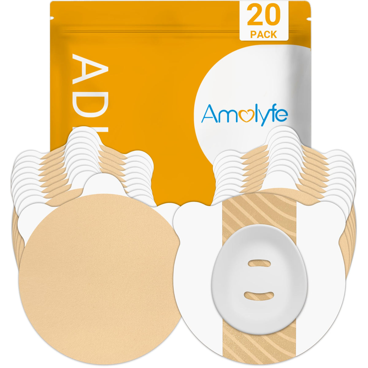 Amolyfe parche frontal empaquetado mostrando protección discreta del sensor