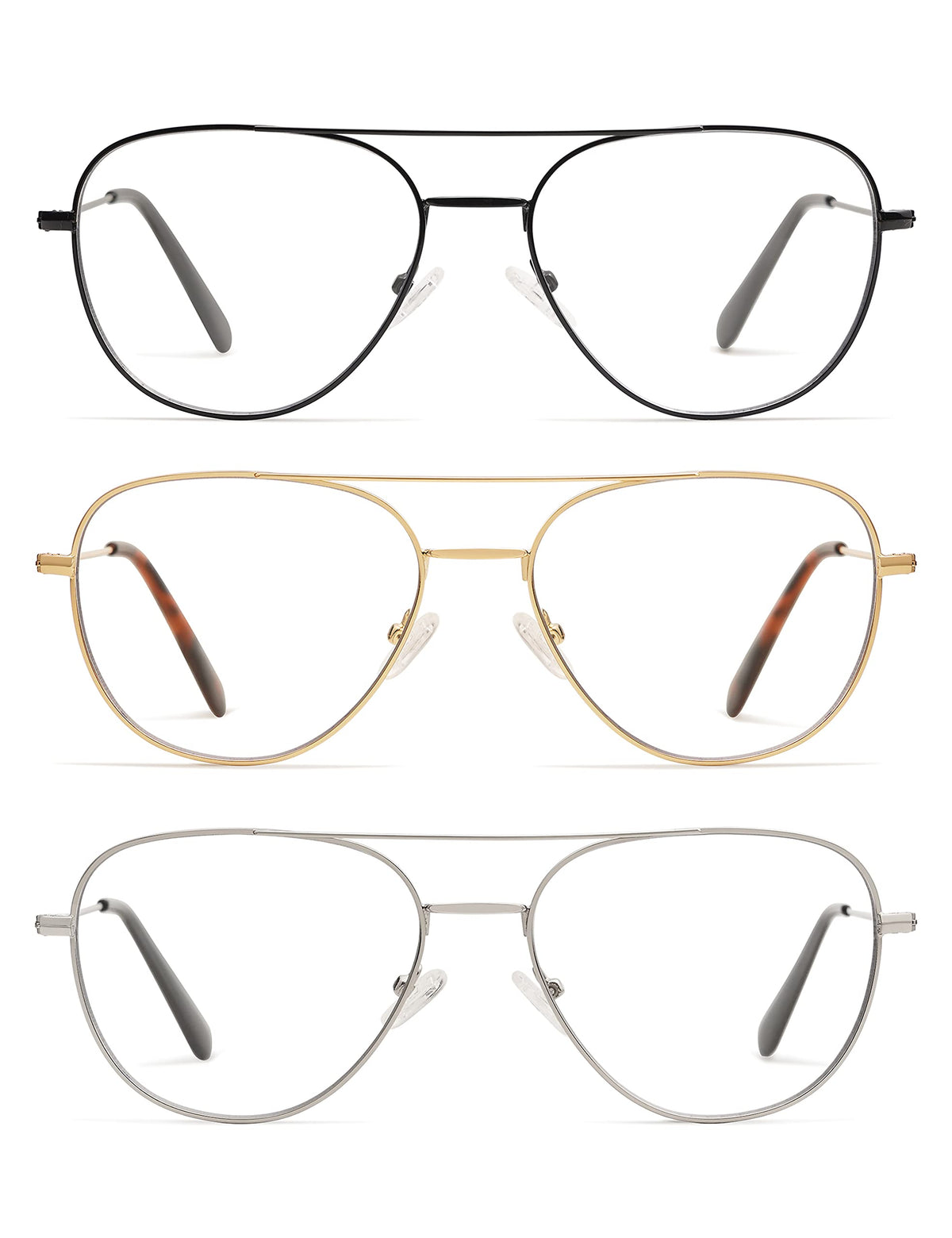AMOMOMA gafas aviador frontal paquete mostrando estilo y protección