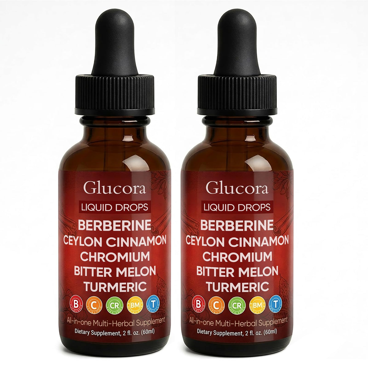 AMOQUCT Glucora frente del empaque mostrando la botella y beneficios