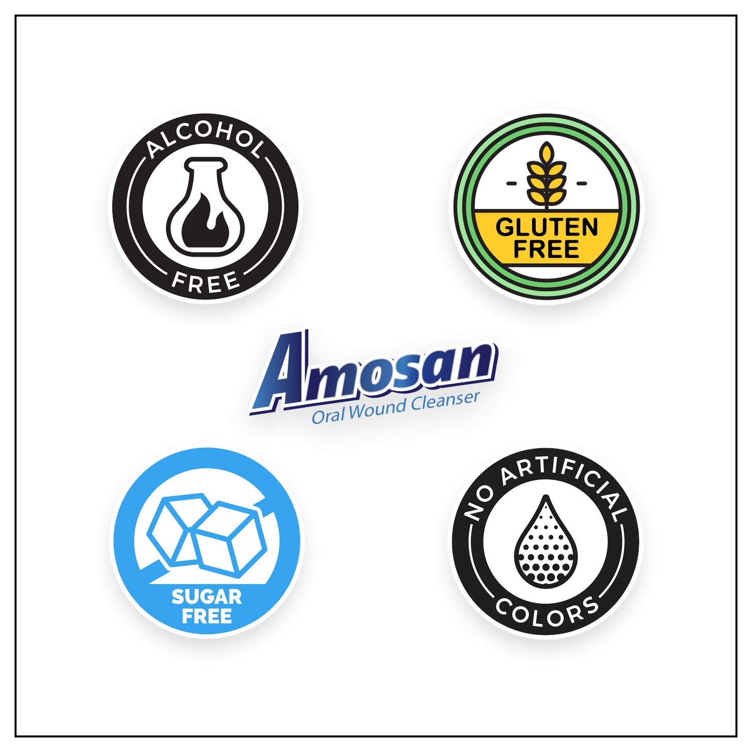 Amosan botella en entorno de consulta dental, respaldo profesional