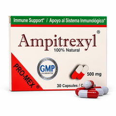 Ampitrexyl frontal del paquete mostrando 30 cápsulas y beneficios