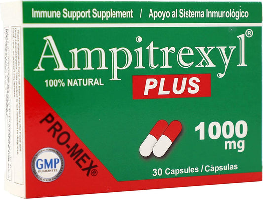 Primer plano de la cápsula Ampitrexyl Plus texturas y acabado vegetal