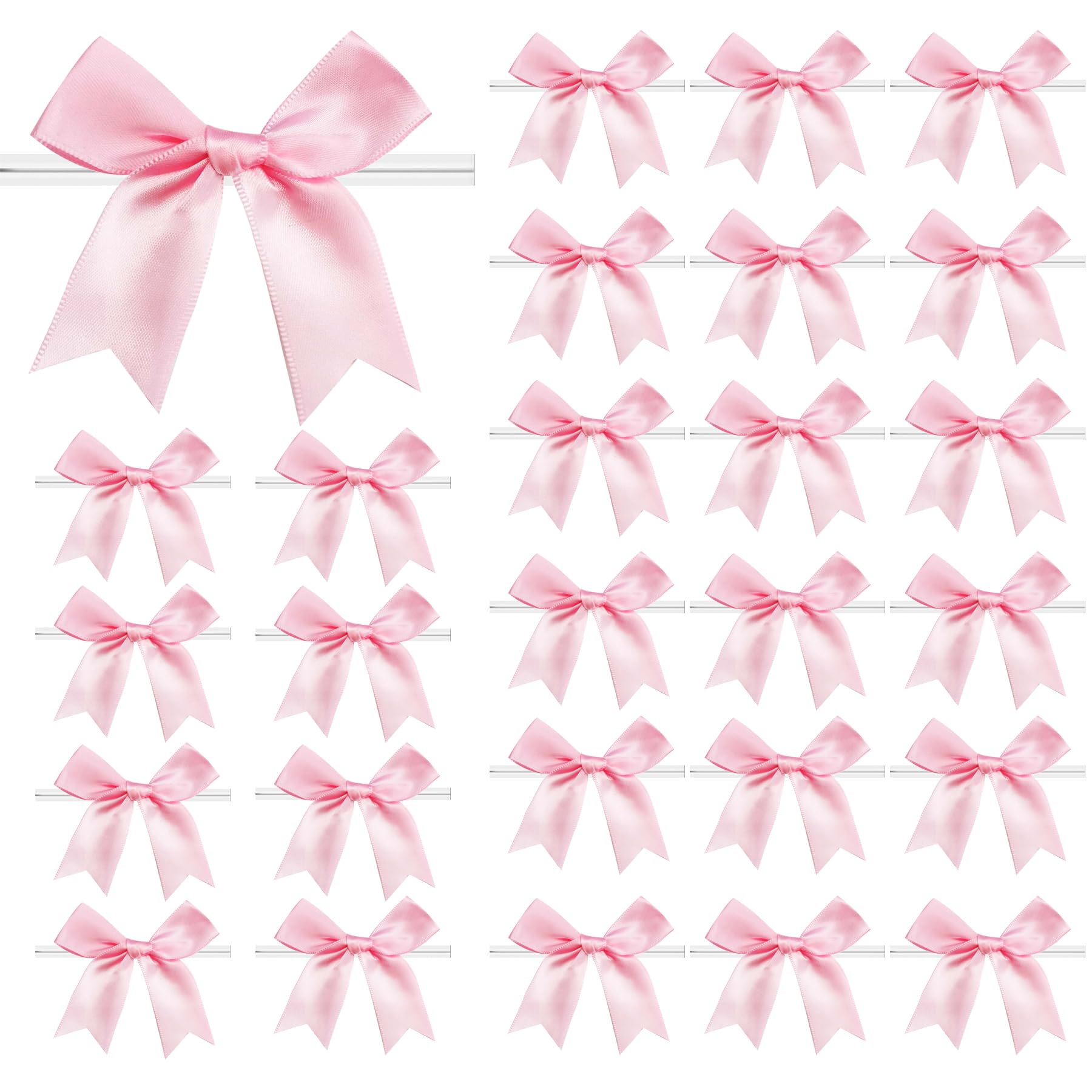 Amstorer empaque frontal con 50 lazos rosa claro para acabado profesional