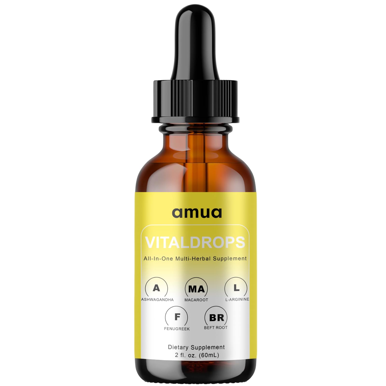 AMUA frasco frente del envase mostrando 60 ml y diseño claro