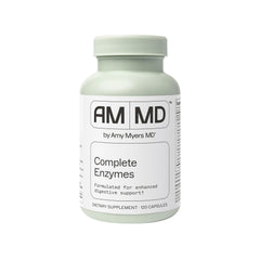 Amy Myers MD bote frontal mostrando etiqueta y beneficio digestivo