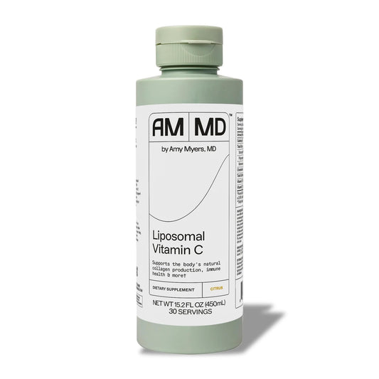 Amy Myers MD Liposomal Curcumin bottle close-up highlighting immune and digestive support