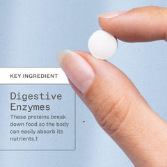 Amy Myers MD detalle de una tableta masticable, fácil de tomar y sabrosa