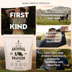 Ancestral Supplements detalle de etiqueta con certificaciones y pureza verificada