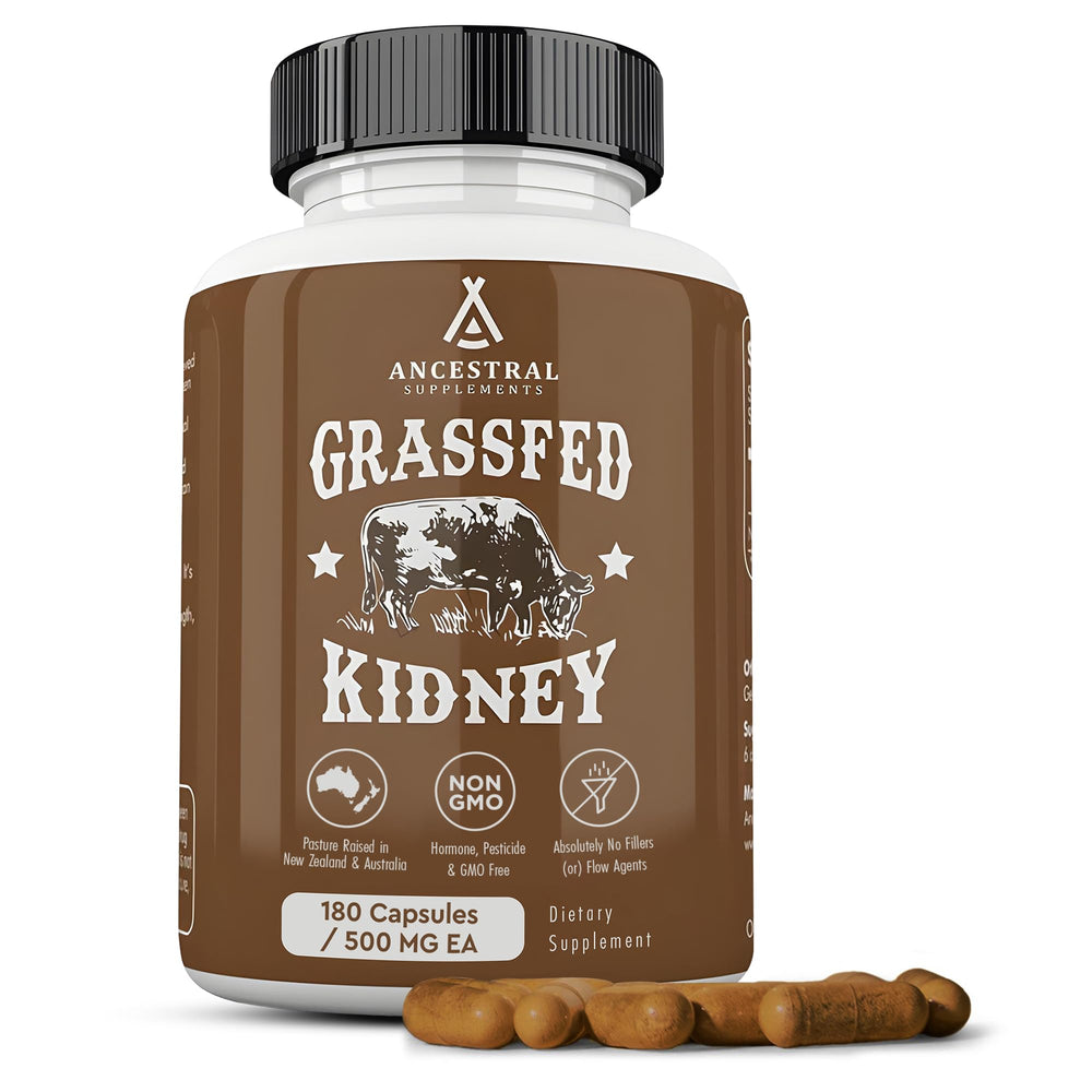 Ancestral Supplements empaque frontal mostrando 180 cápsulas y etiqueta clara beneficio