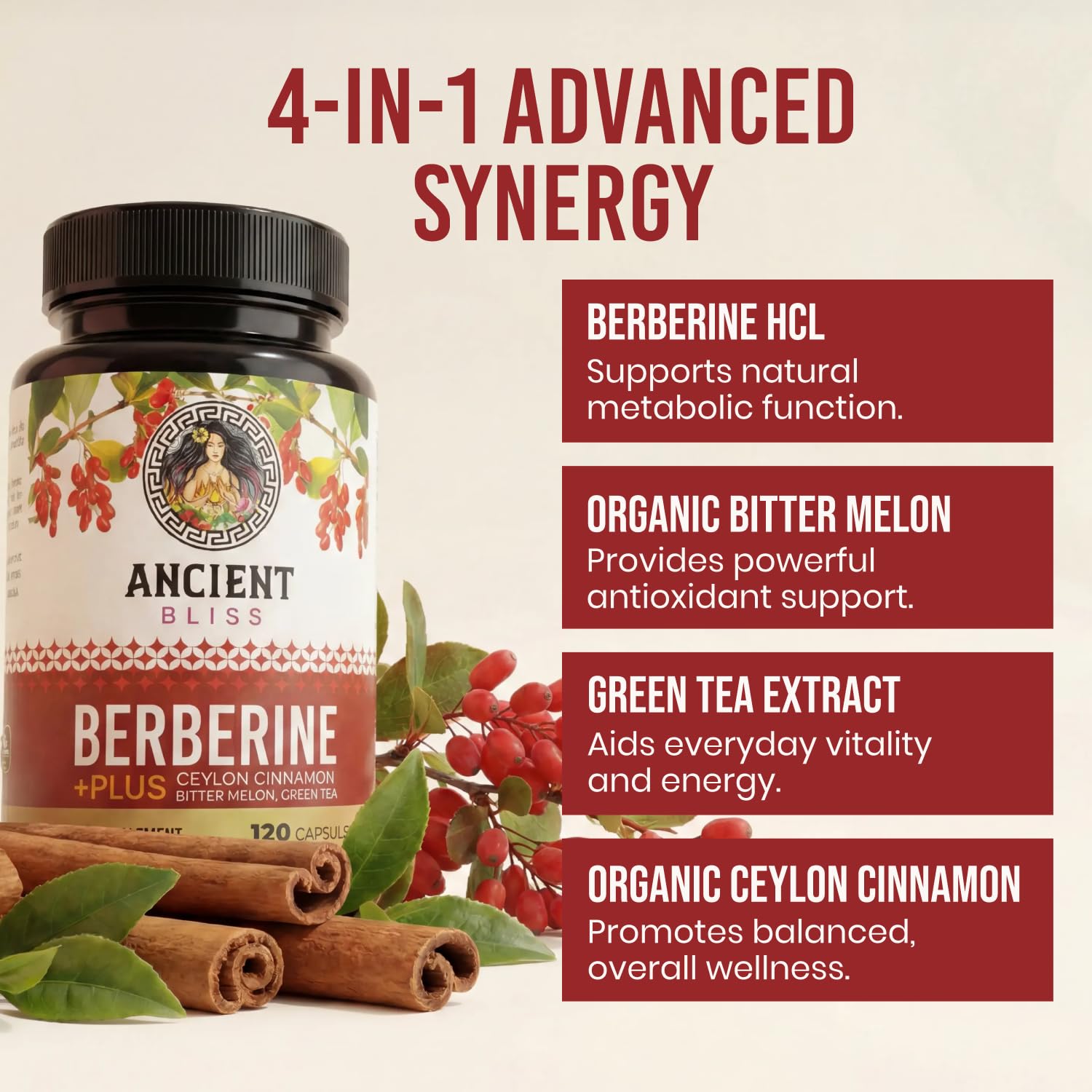 Ancient Bliss etiqueta nutricional primer plano con dosificación legible