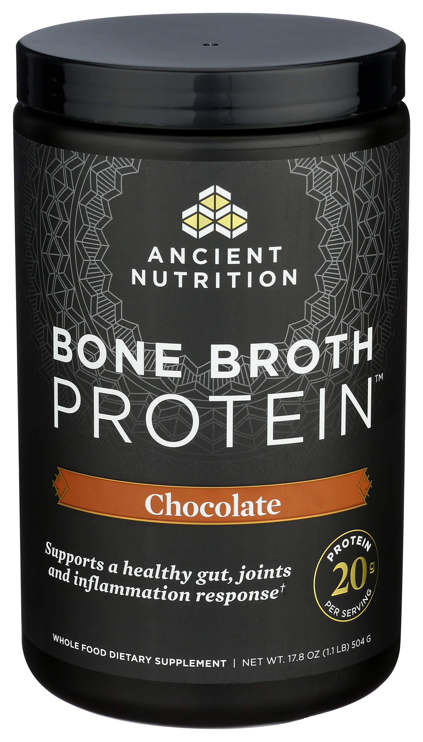 Ancient Nutrition batido chocolate servido, fuente cómoda de proteína
