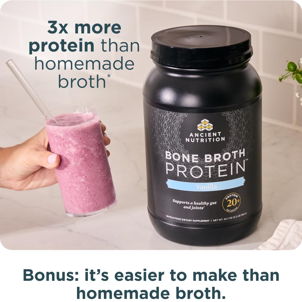 Ancient Nutrition batido cremoso con polvo, aporta proteína al instante
