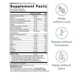 Ancient Nutrition etiqueta con lista de ingredientes, resalta transparencia y calidad