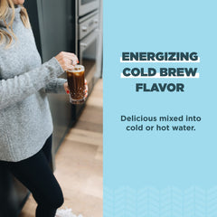 Ancient Nutrition polvo disuelto en cold brew para bebida rápida y nutritiva