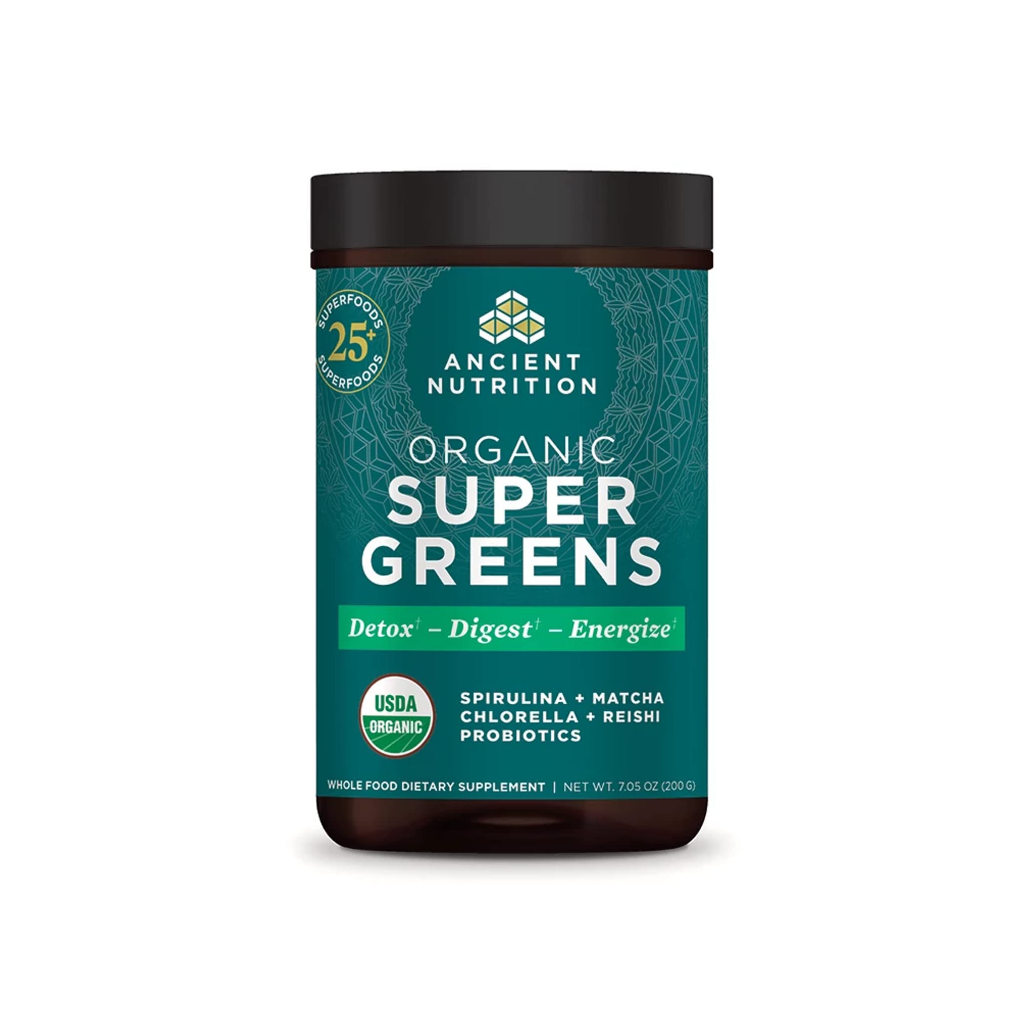 Ancient Nutrition envase frontal mostrando la marca y beneficios