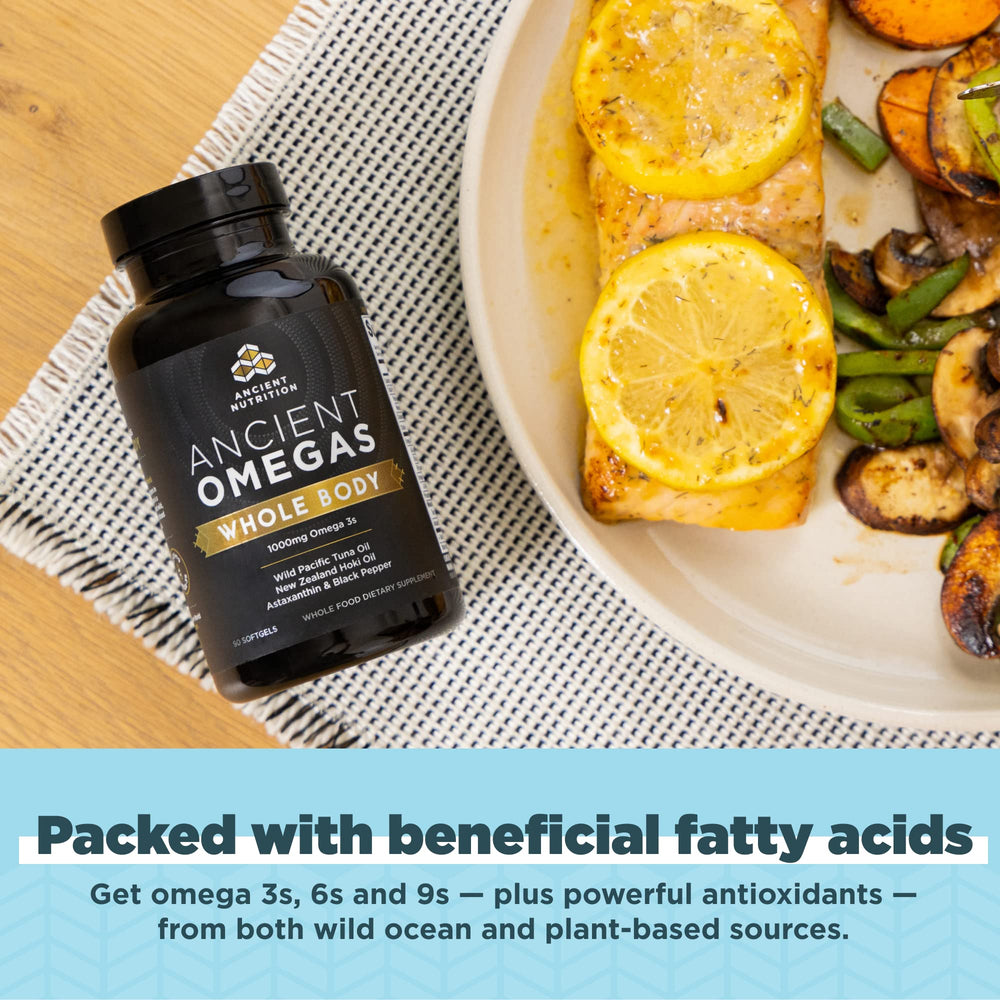 Ancient Nutrition etiqueta con lista de ingredientes clave
