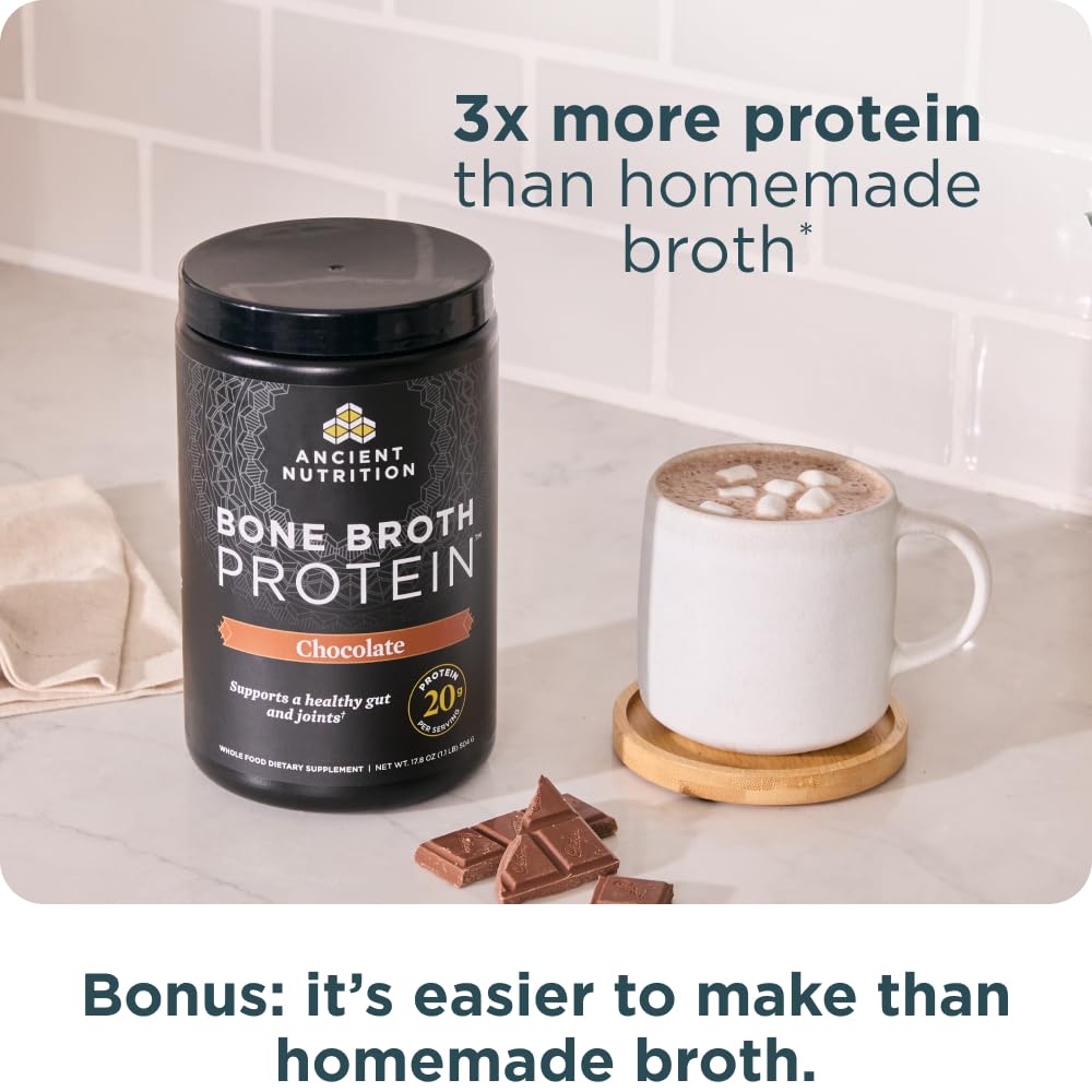 Ancient Nutrition comparación de porción para medir 20 g proteína
