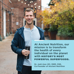 Ancient Nutrition en ambiente matutino con café, apoyo práctico a la rutina diaria