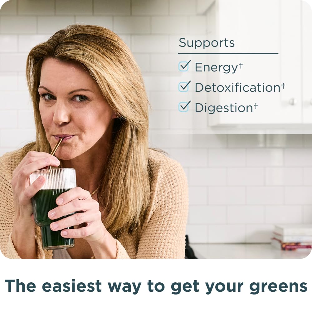Ancient Nutrition desayuno en mesa, suplemento verde para rutinas activas