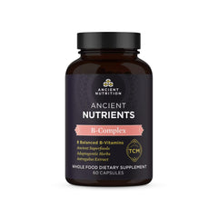 Ancient Nutrition frasco frontal mostrando la etiqueta y beneficios