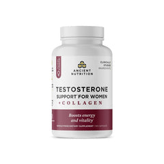 Ancient Nutrition frasco vertical mostrando etiqueta y beneficios visibles