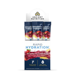 Ancient Nutrition empaque frontal del producto que muestra sabor y beneficios