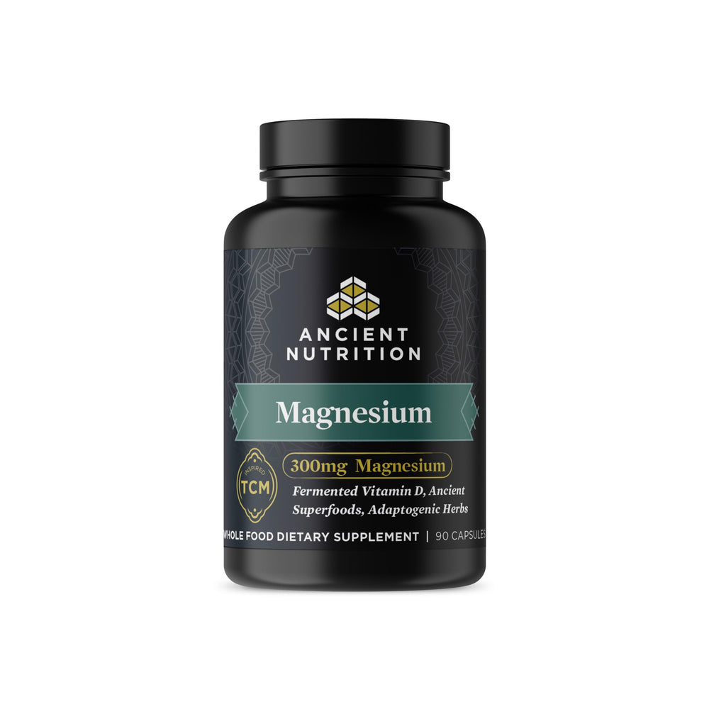 Ancient Nutrition frente del empaque mostrando la fórmula y beneficio de calma
