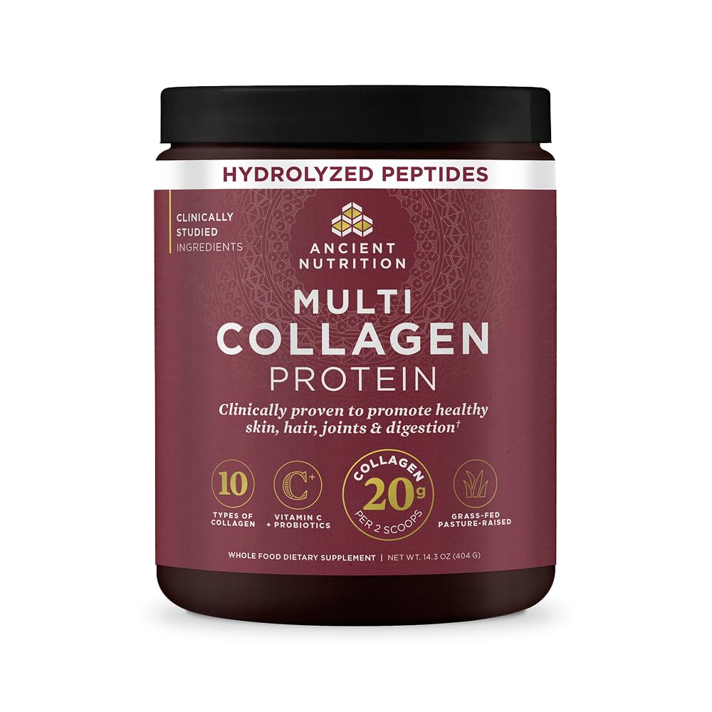 Ancient Nutrition envase frontal sin sabor mostrando la marca y diseño, presenta confianza