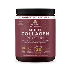 Ancient Nutrition envase frontal sin sabor mostrando la marca y diseño, presenta confianza