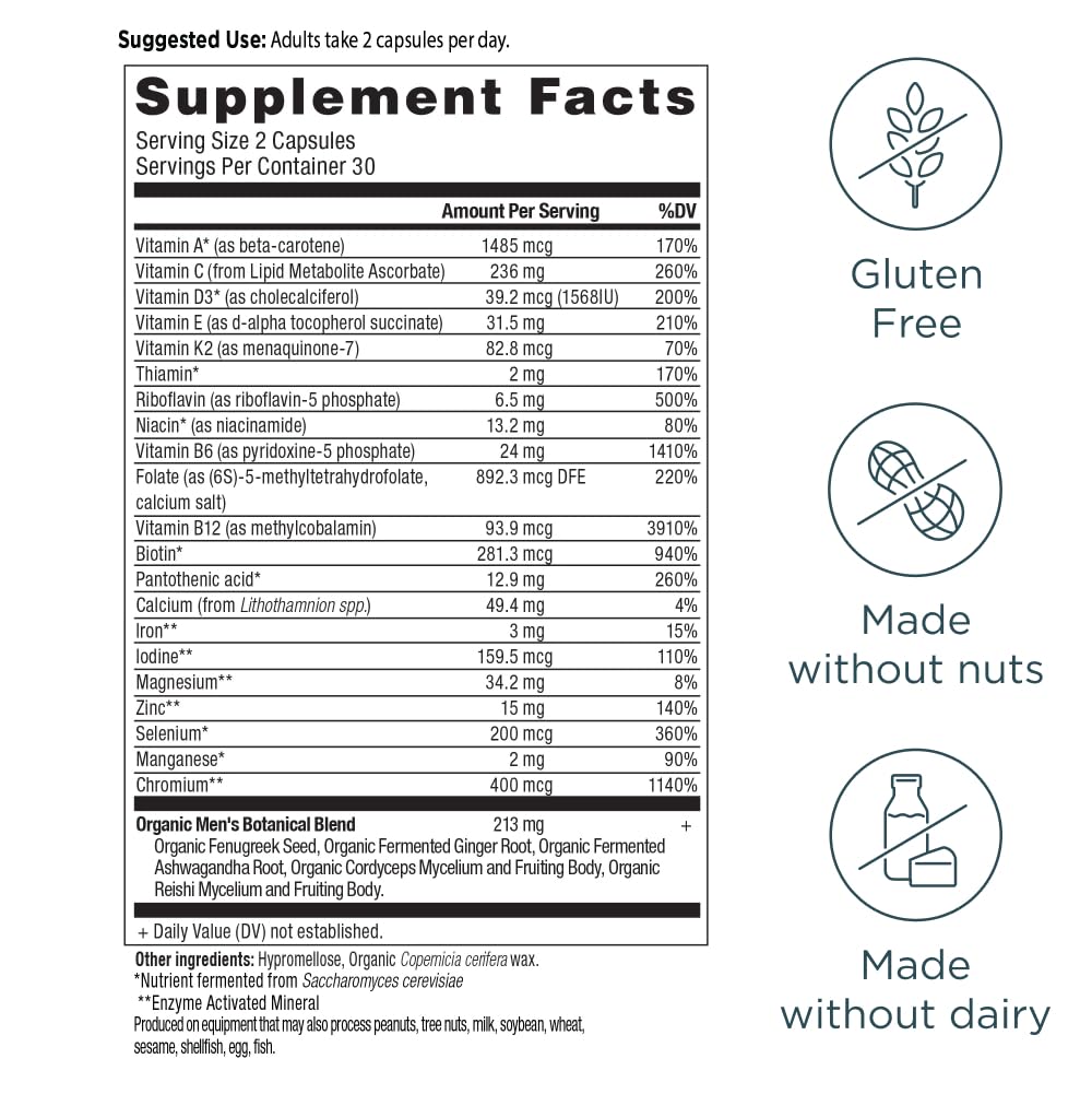 Ancient Nutrition mezcla botánica fermentada visible, beneficio: ingredientes orgánicos adaptógenos