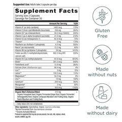 Ancient Nutrition mezcla botánica fermentada visible, beneficio: ingredientes orgánicos adaptógenos