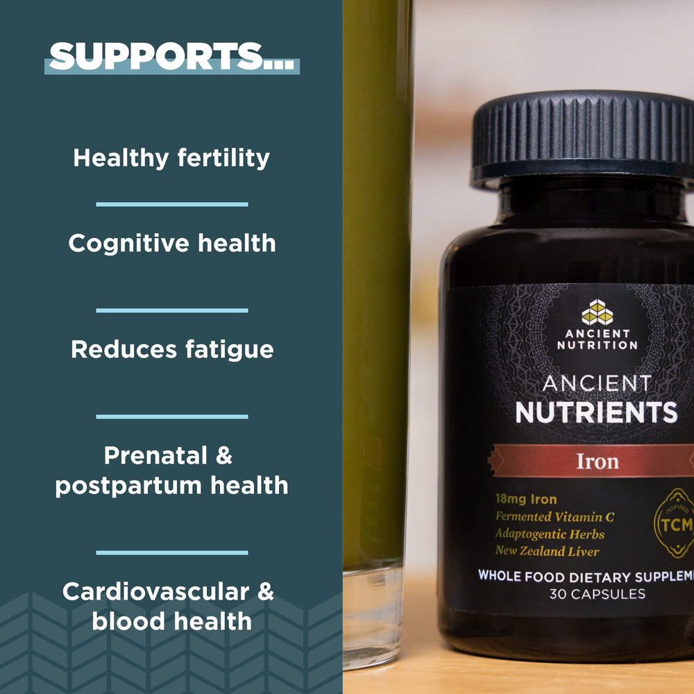 Ancient Nutrition ingredientes naturales como hígado y roe para nutrición densa