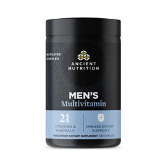 Ancient Nutrition envase frontal del multivitamínico para hombres, presenta confianza