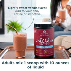 Ancient Nutrition batido preparado con polvo, apoyo nutritivo diario visible