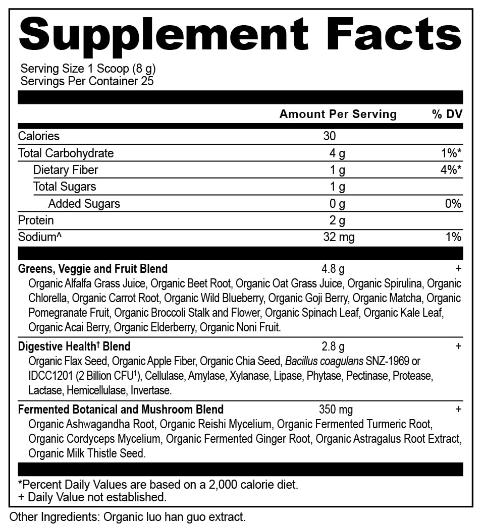 Ancient Nutrition comparación de tamaño del envase, 25 porciones visibles