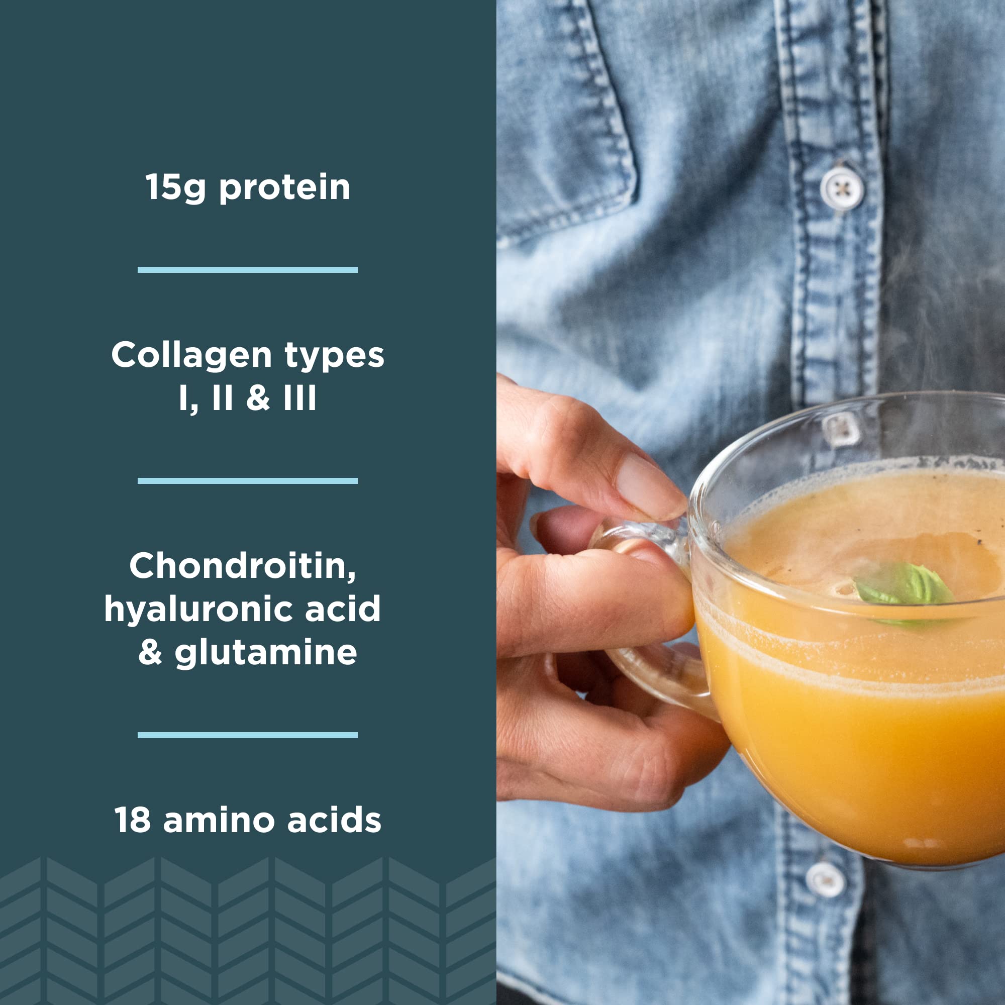 Ancient Nutrition taza con caldo listo, bebida caliente reconfortante y rica en proteínas
