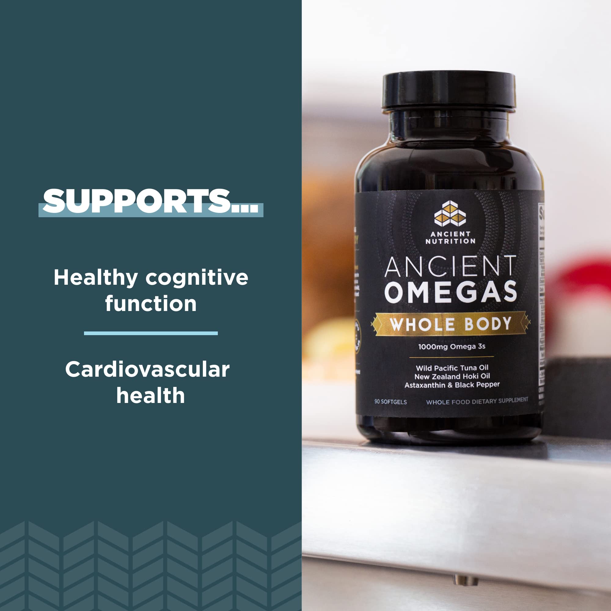 Ancient Nutrition gotas de aceite que muestran textura natural