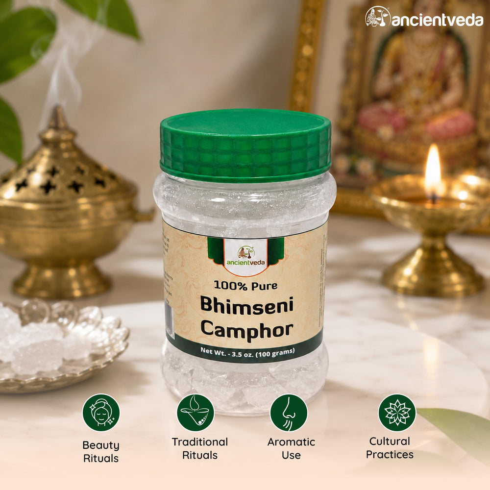 Ancientveda tableta encendida en quemador creando aroma sereno y ambiente de puja