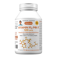 ANDREW LESSMAN botella frontal mostrando ProCaps Vitamin K2 como opción confiable