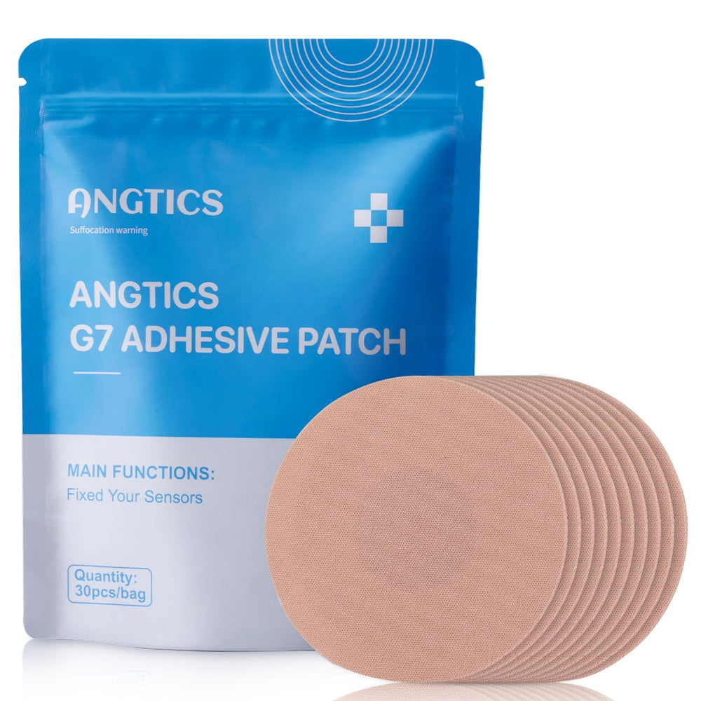 ANGTICS empaque frontal mostrando 30 parches, protege el sensor