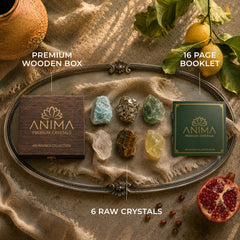 Anima disposición de los seis cristales en altar mostrando armonía y energía