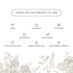 Anima Mundi etiqueta con ingredientes y formulación de herbolarios para confianza