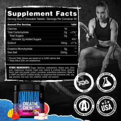 Animal creatine chews comparación de tamaño junto a monedas, fácil transporte