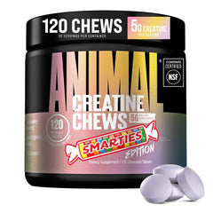 Animal envase frontal del producto que destaca sabor Smarties y conveniencia