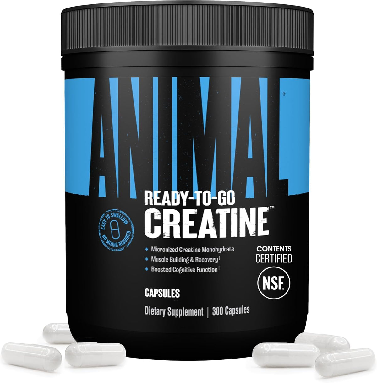 Animal bote frontal con cápsulas que facilita suplementación portátil